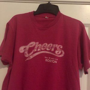 CHEERS Vintage Tee 50/50 Shirt LARGE Pink Top Pub